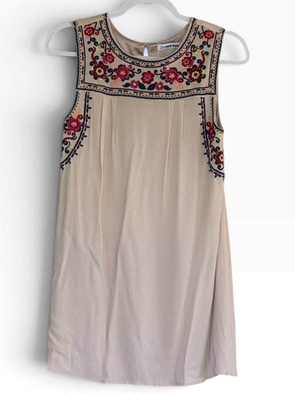 August  Winds Lined Embroidered Sleeveless Shift Dress  Size S